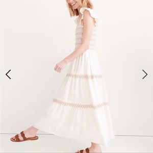 Madewell Lucie smocked tiered midi dress, size large (with pockets!)